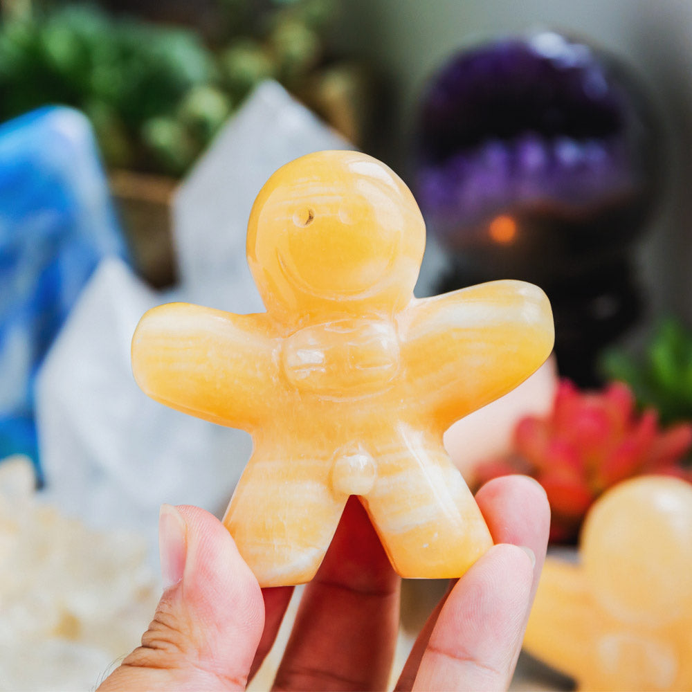 Reikistal Orange Calcite Gingerbread Man