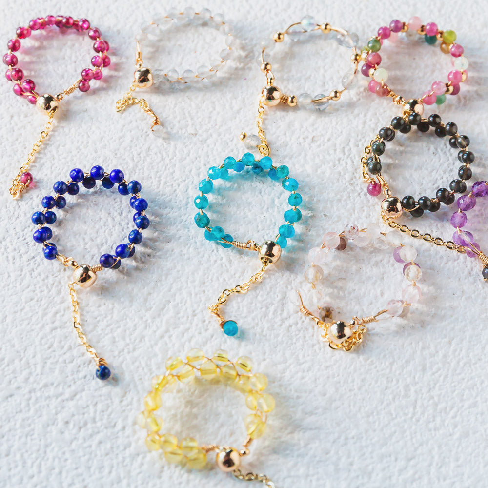 Reikicrystal Adjustable Crystal Rings - Handcrafted Bands