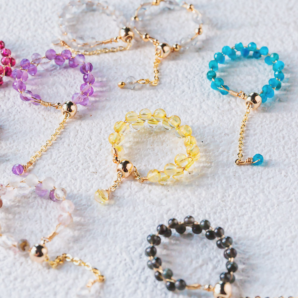 Reikicrystal Adjustable Crystal Rings - Handcrafted Bands