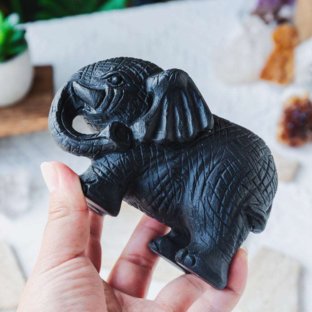 Reikistal 5‘’ Black Obsidian Elephant