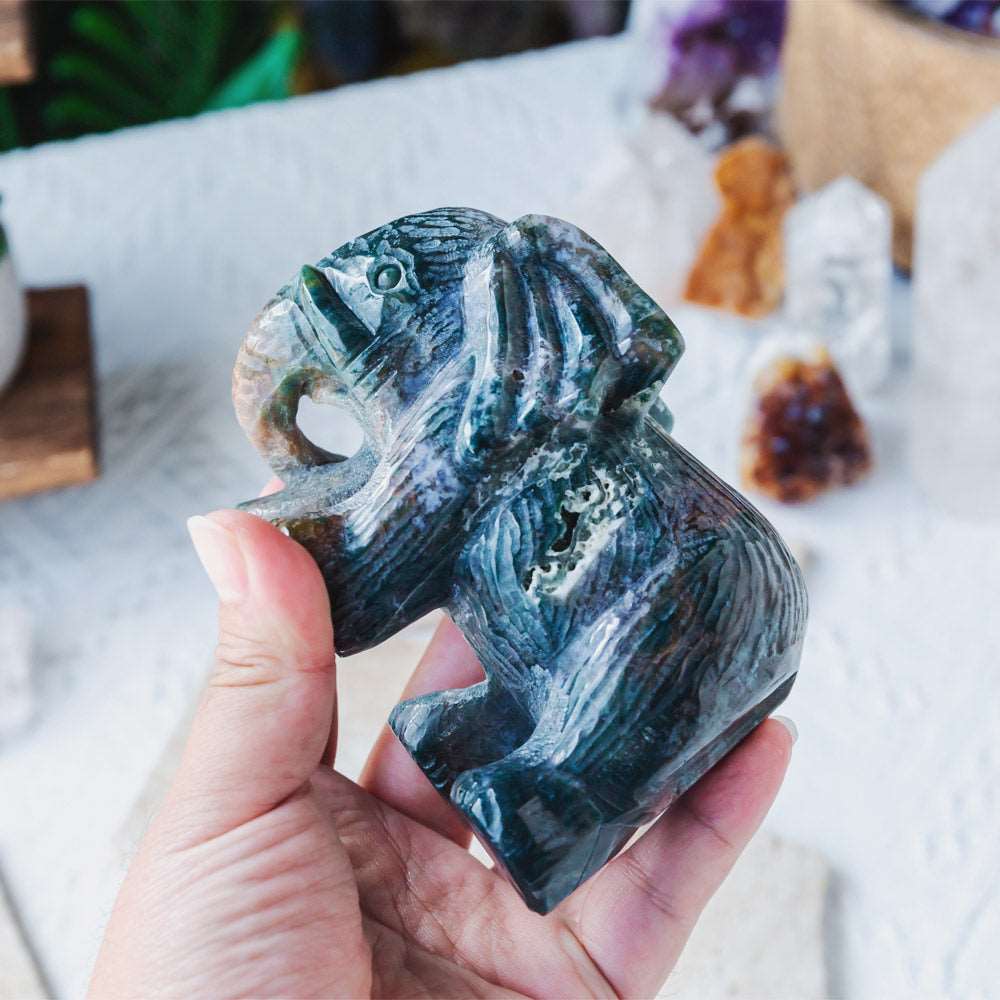 Reikistal 5‘’ Moss Agate Elephant