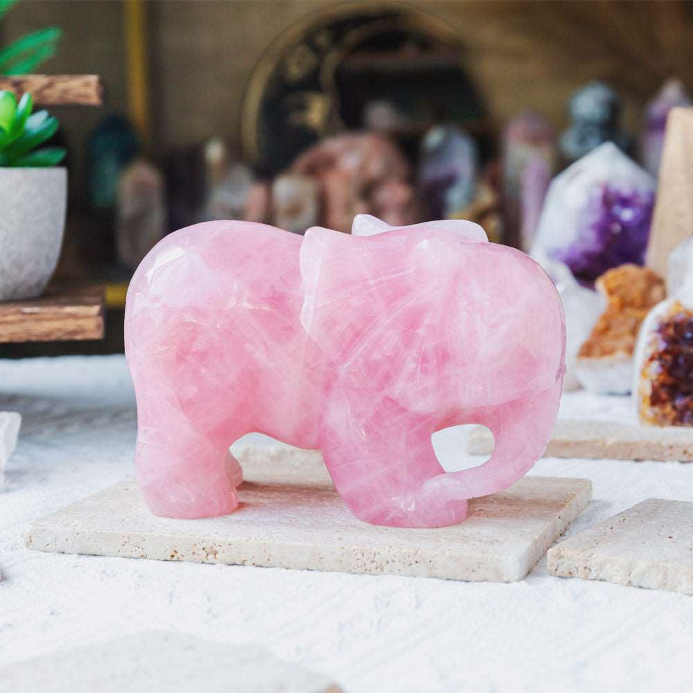 Reikistal 5‘’ Rose Quartz Elephant