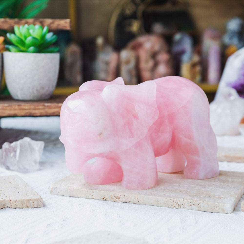 Reikistal 5‘’ Rose Quartz Elephant