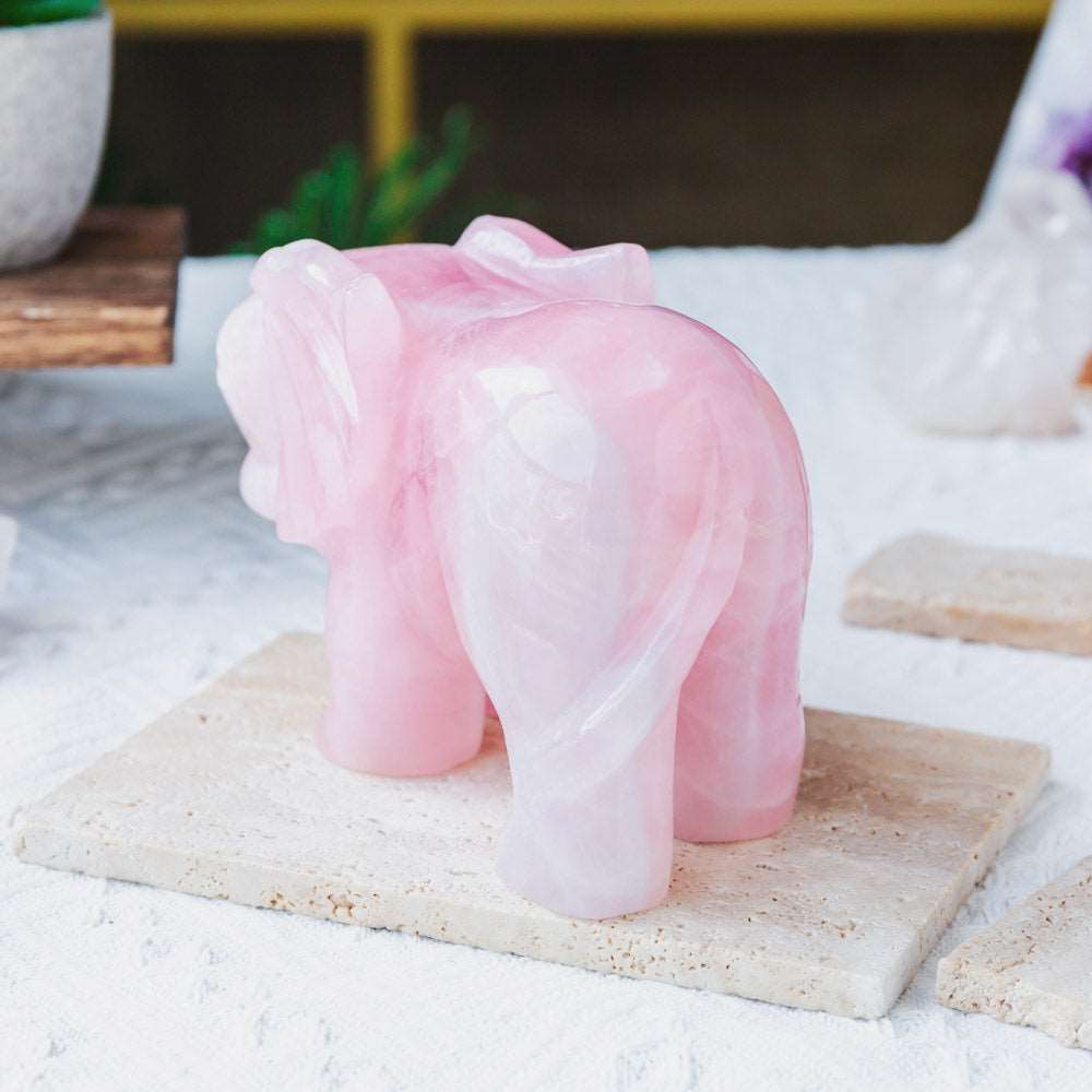 Reikistal 5‘’ Rose Quartz Elephant