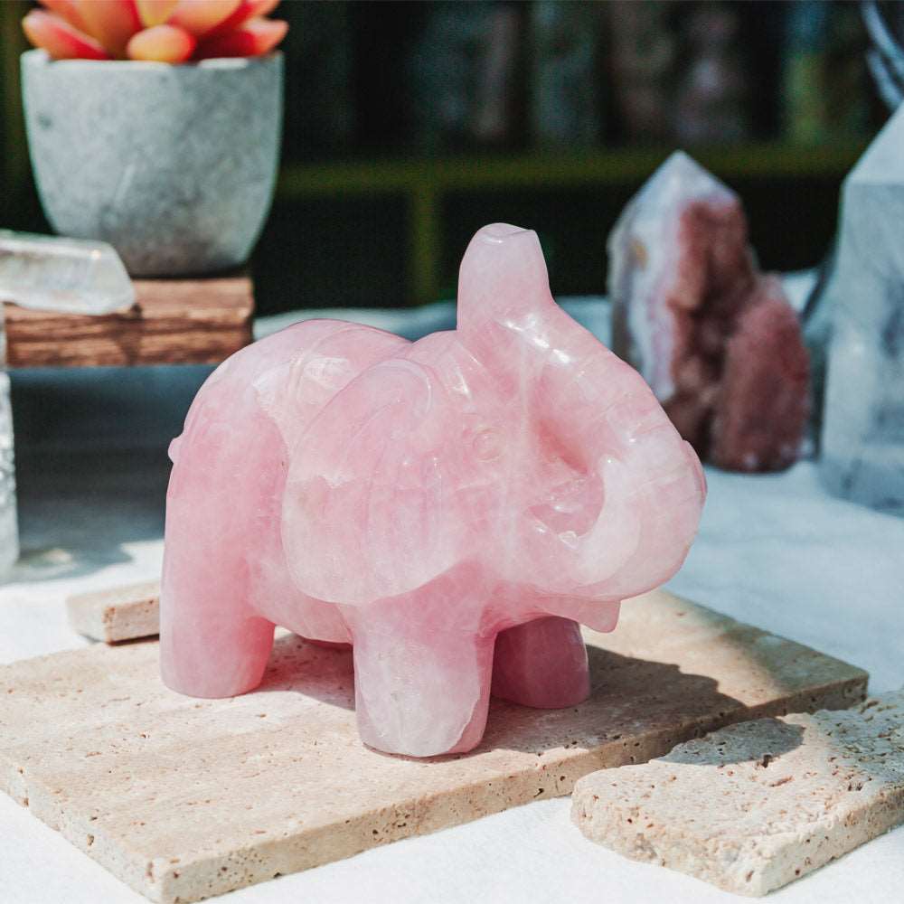 Reikistal 4'' Rose Quartz Elephant