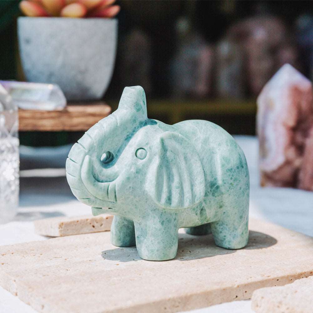 Reikistal 3'' Green Jade Elephant