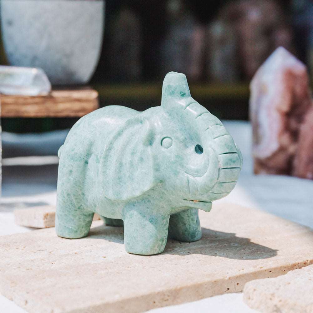 Reikistal 3'' Green Jade Elephant