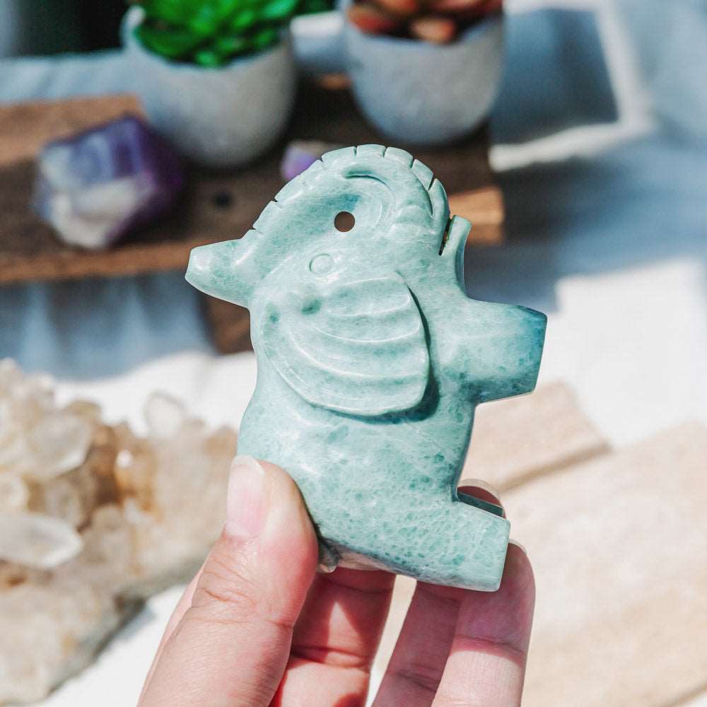 Reikistal 3'' Green Jade Elephant