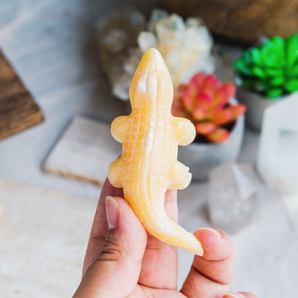 Reikistal Orange Calcite Crocodile