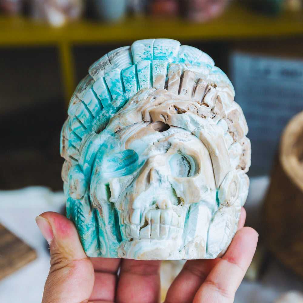 Reikistal Blue Aragonite Indian Skull