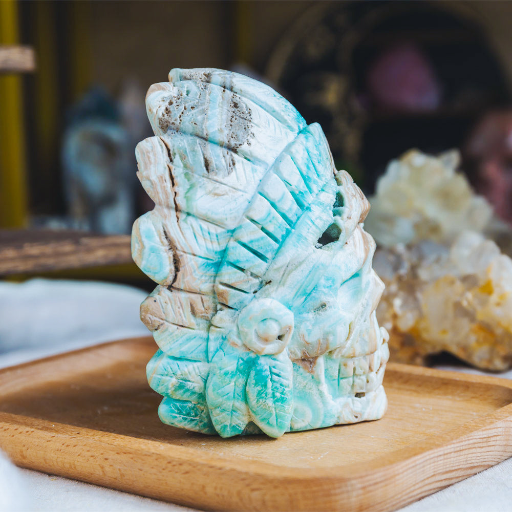 Reikistal Blue Aragonite Indian Skull