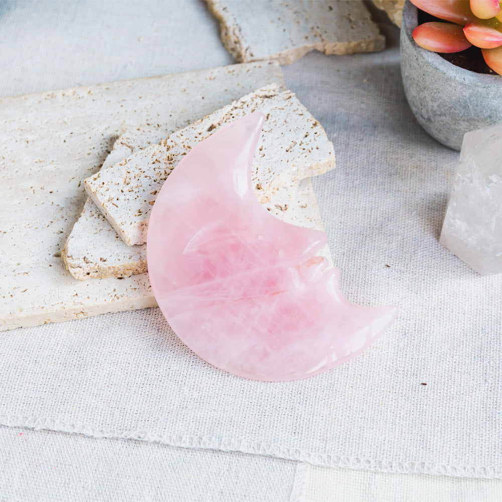 Reikistal Rose Quartz Moon Face