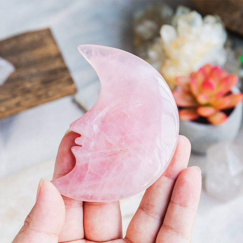 Reikistal Rose Quartz Moon Face