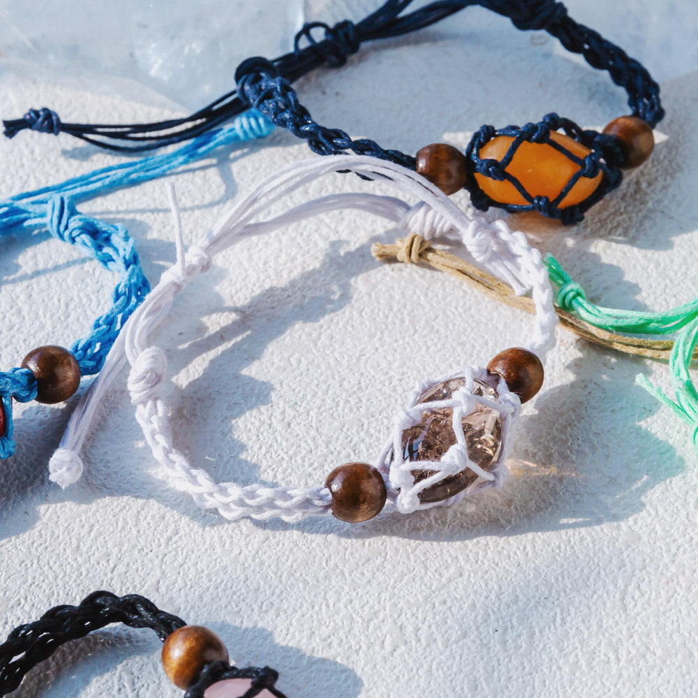 Reikistal【Cord Bracelet】Natural Crystal Cage Bracelet