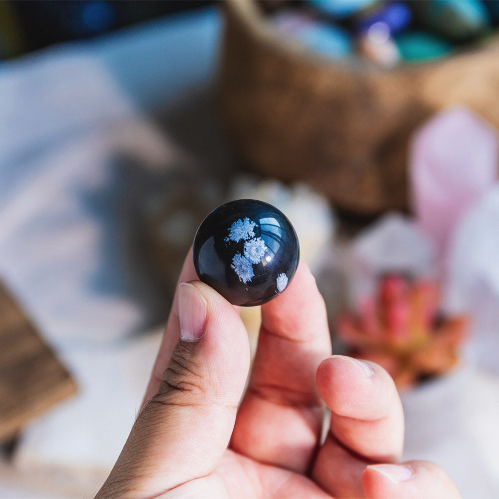 Reikistal Snowflake Obsidian Ball