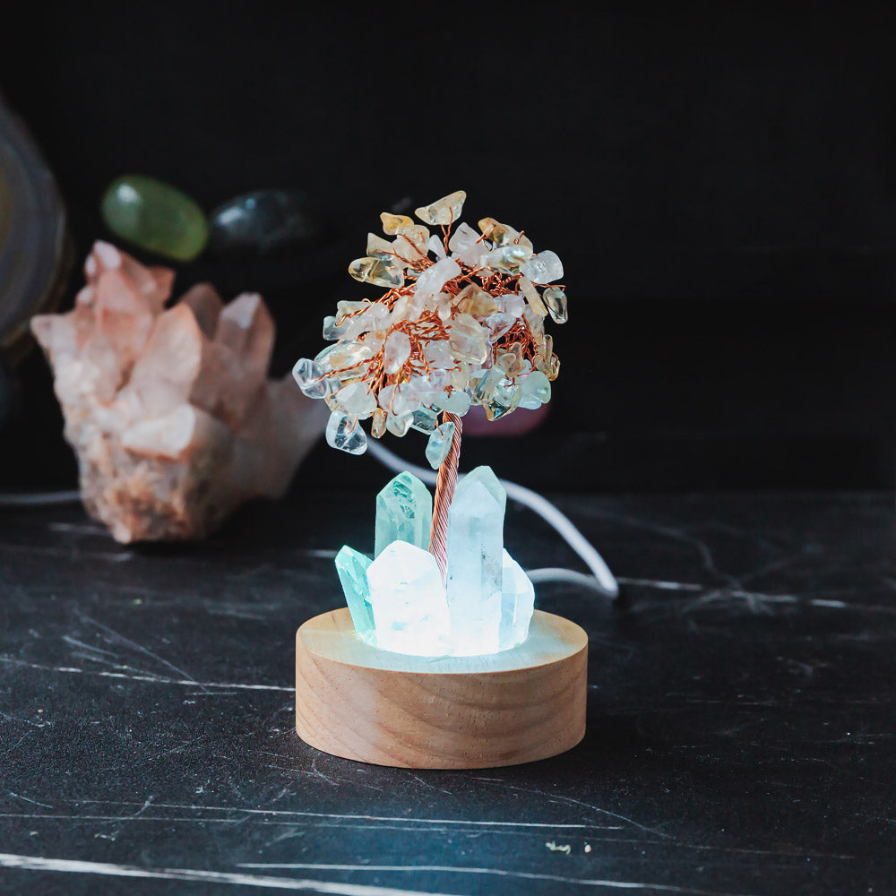 Reikistal Chips Tree With Clear Quartz Lamp Collection