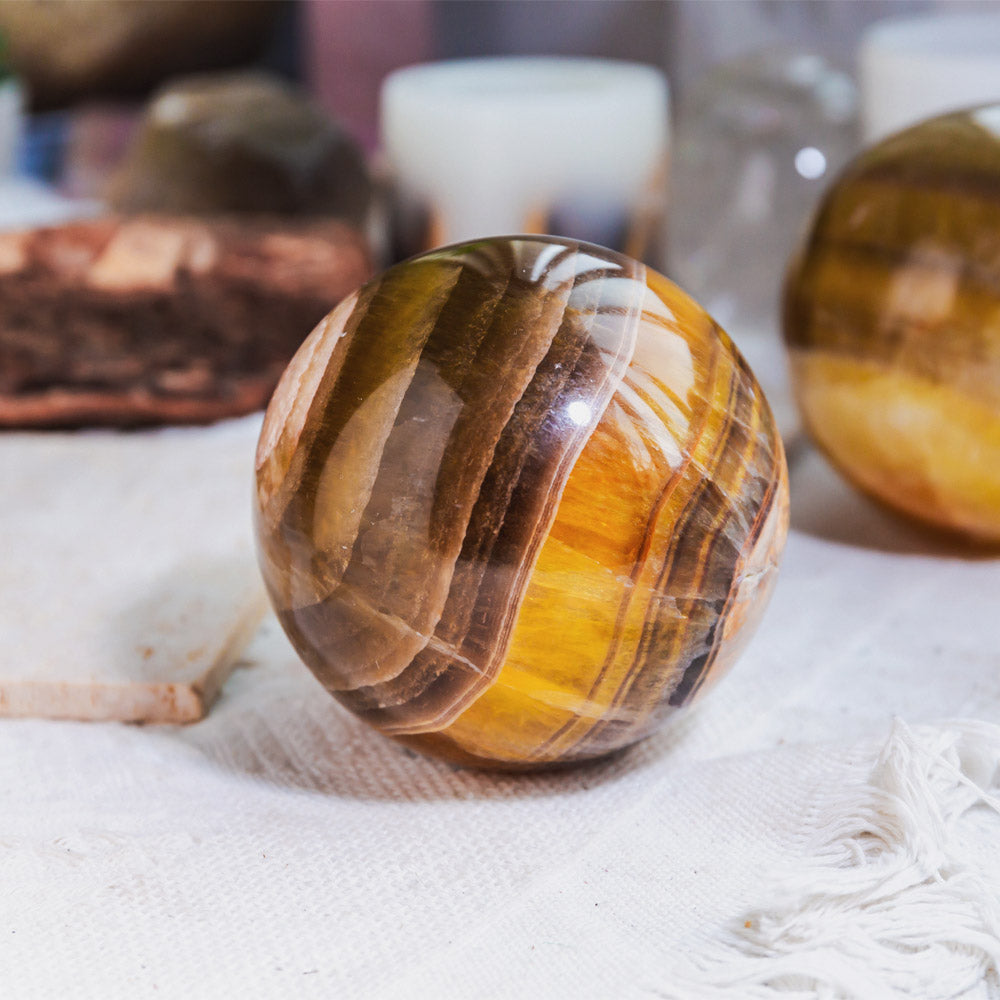 Reikistal Yellow Fluorite Sphere