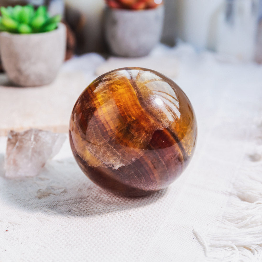 Reikistal Yellow Fluorite Sphere