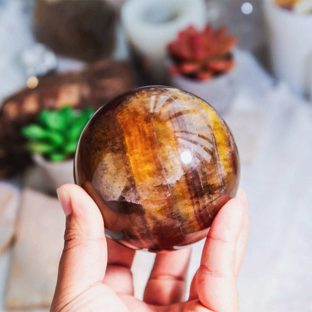 Reikistal Yellow Fluorite Sphere