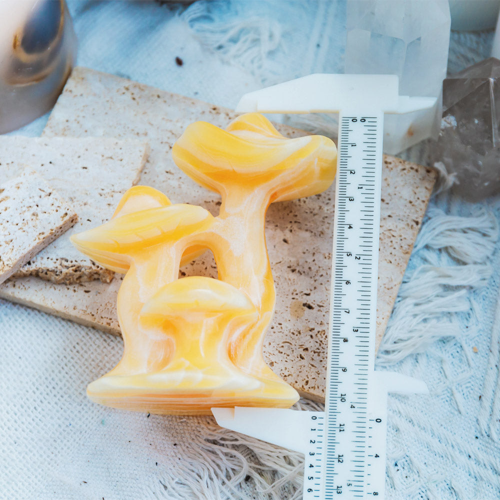 Reikistal Banding Orange Calcite Mushroom