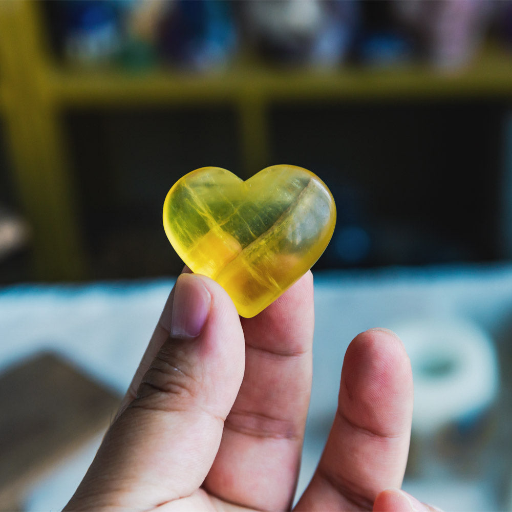 Reikistal Yellow 1.5'' Fluorite Heart