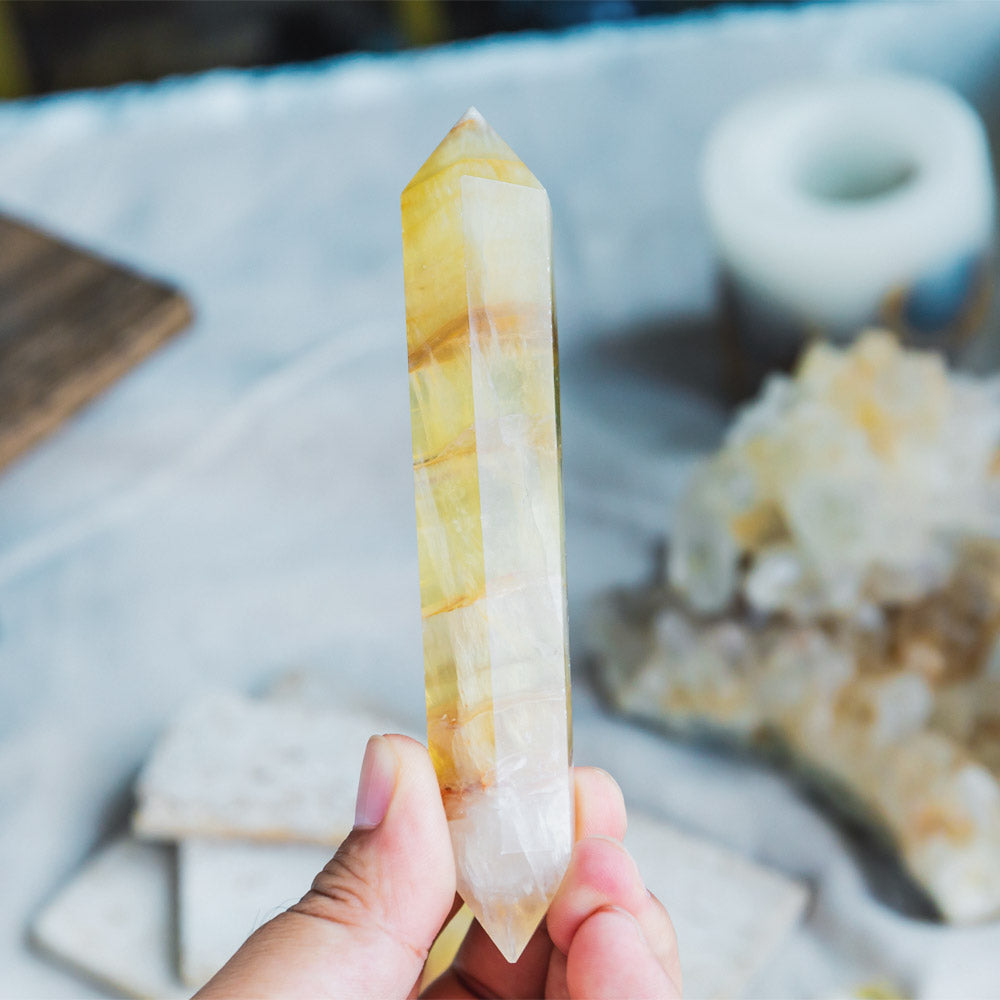 Reikistal 5" Yellow Fluorite Double Point