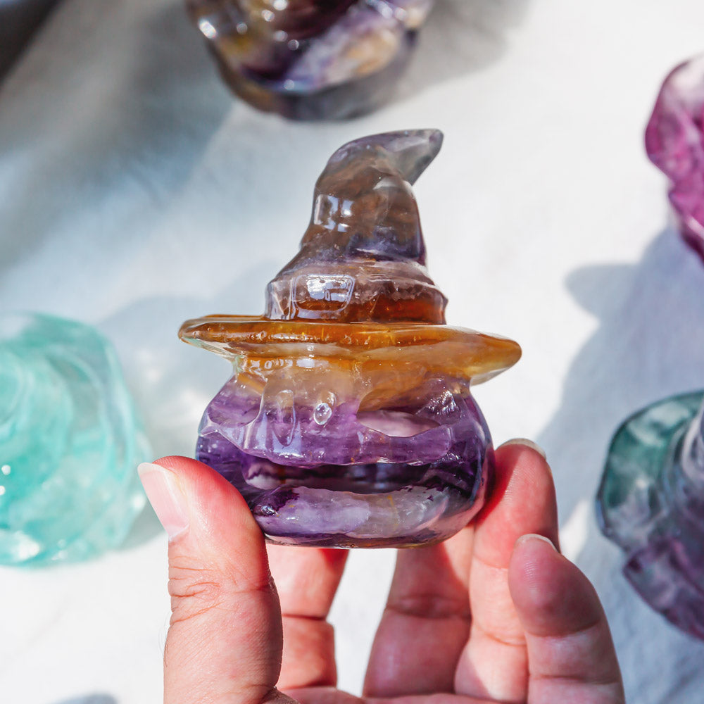 Reikicrysta Fluorite Pumpkin Lantern