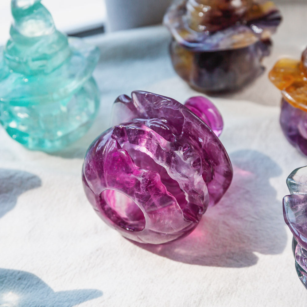 Reikicrysta Fluorite Pumpkin Lantern