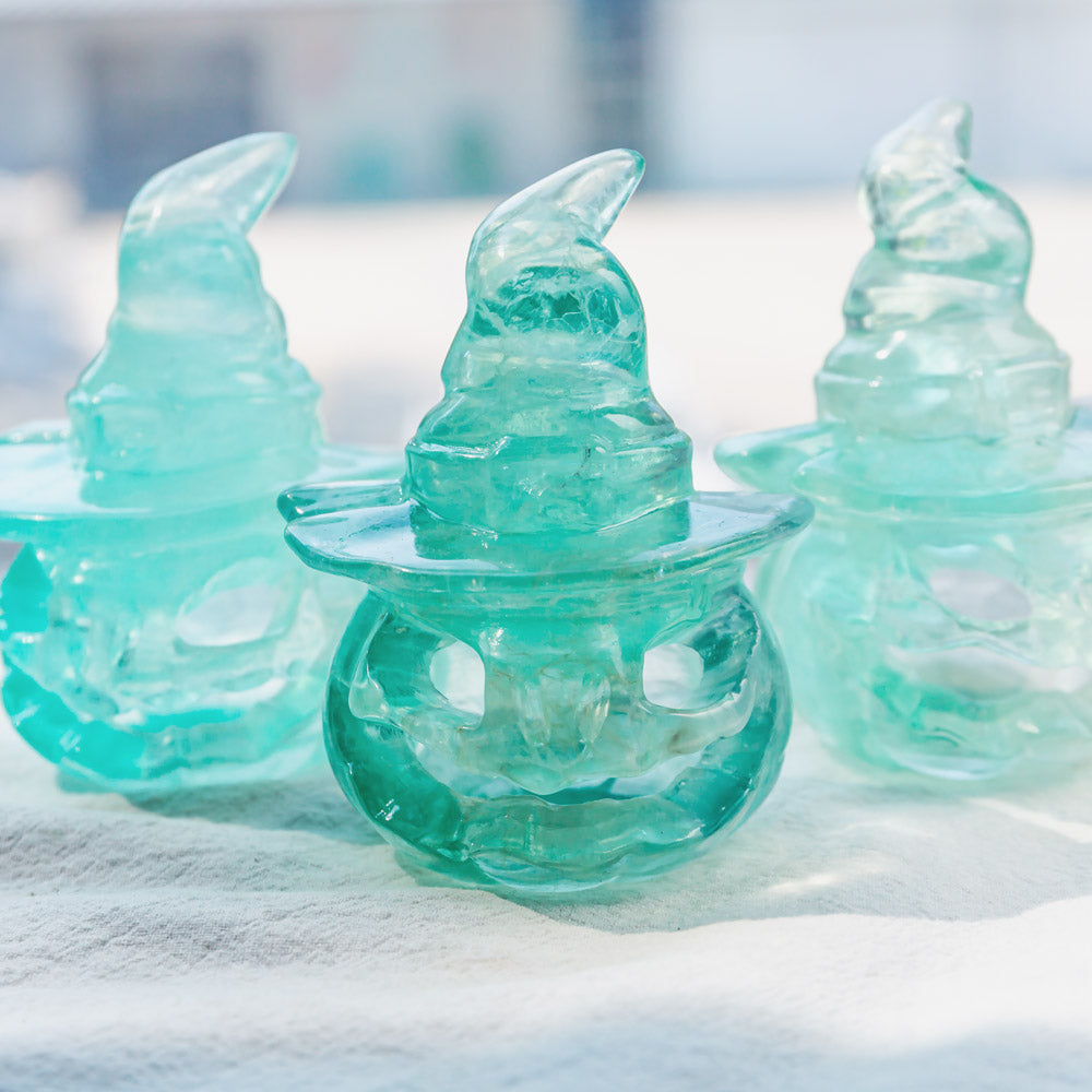 Reikicrysta Fluorite Pumpkin Lantern
