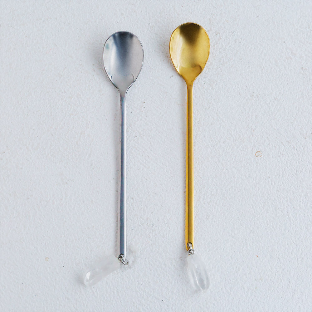 Reikistal Creative Natural Crystal Hanging Coffee Fork And Spoon Set