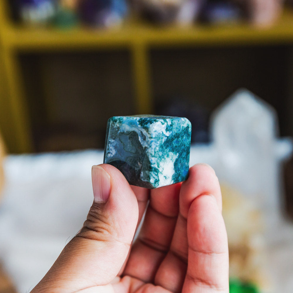 Reikistal Moss Agate Cube