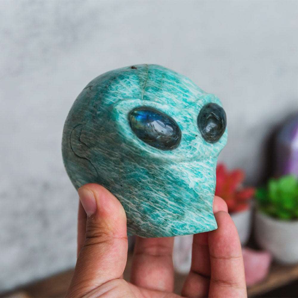 Reikistal Amazonite Skull With Labradorite Eye