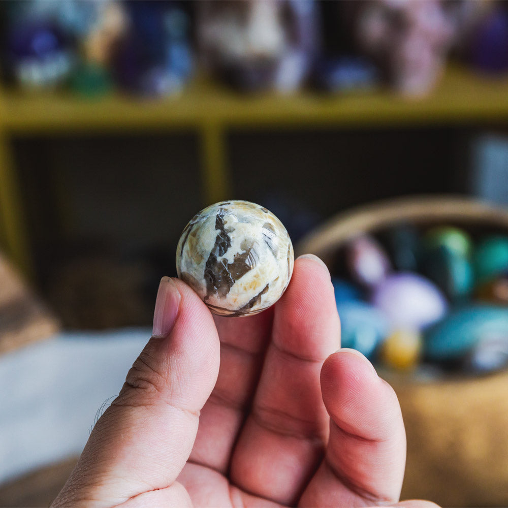 Reikistal Peach Moonstone With Smoky Quartz Ball