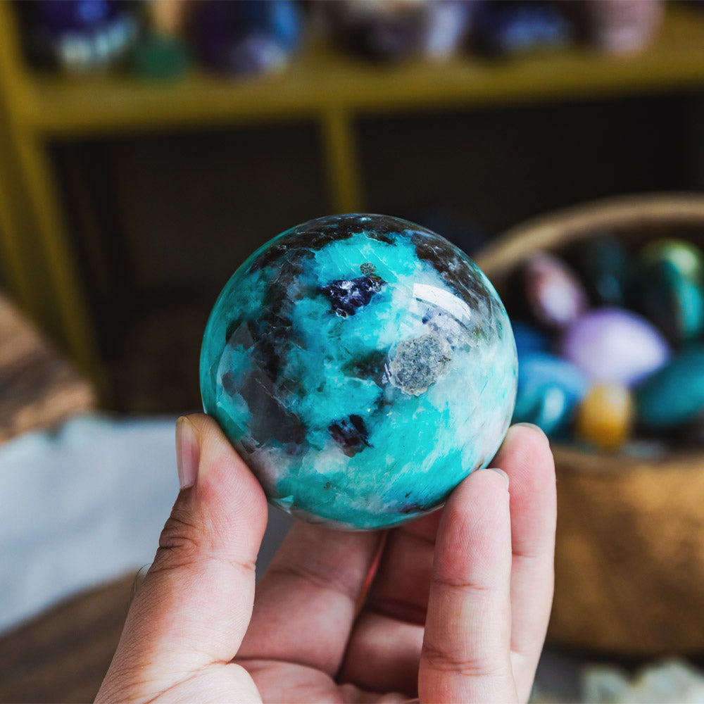 Reikistal Amazonite With Smoky Quartz Sphere