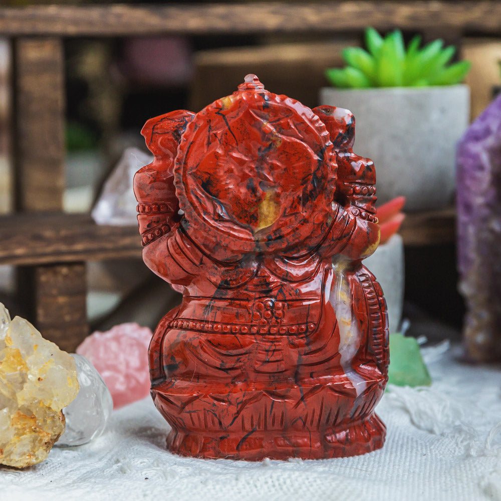 Reikistal Red Jasper Ganesha