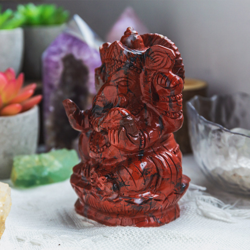 Reikistal Red Jasper Ganesha