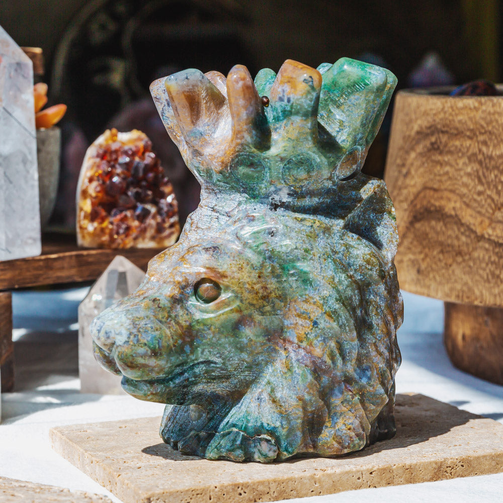 Reikistal Ocean Jasper Lion Head
