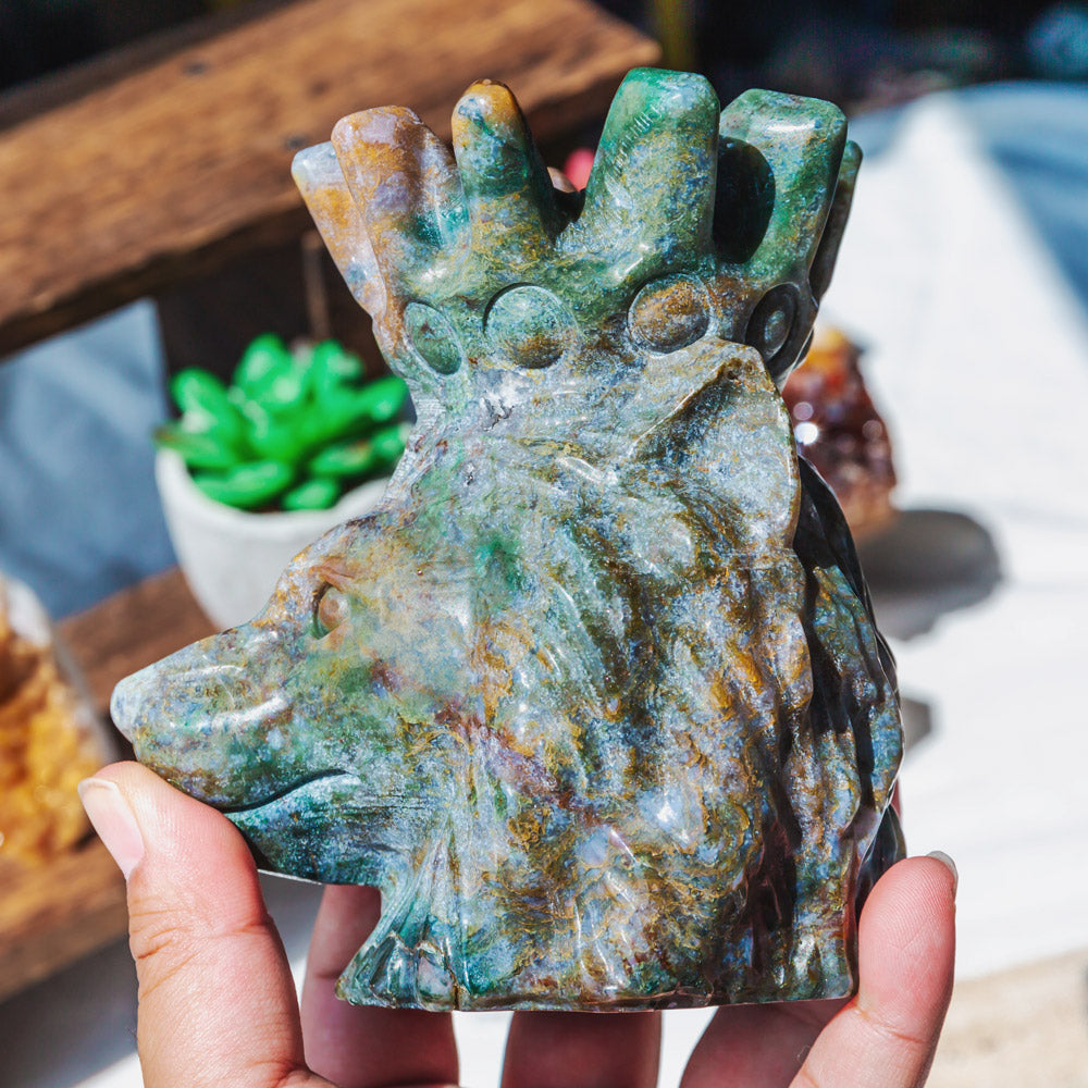 Reikistal Ocean Jasper Lion Head