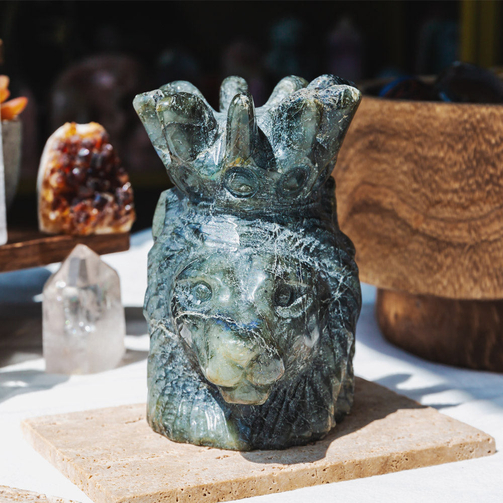 Reikistal Labradorite Lion Head