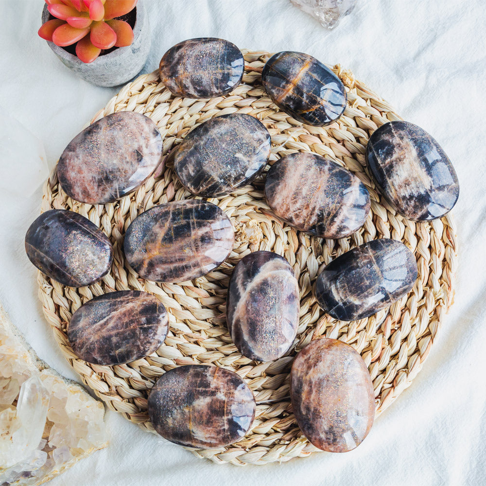 Reikistal Black Sunstone Palm Stone