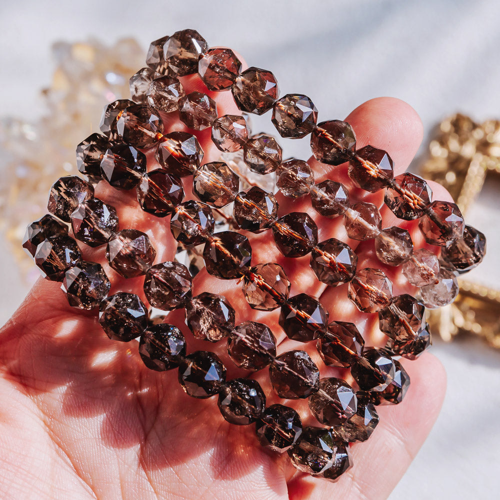 Reikistal Smoky Quartz Diamond Face Bracelet