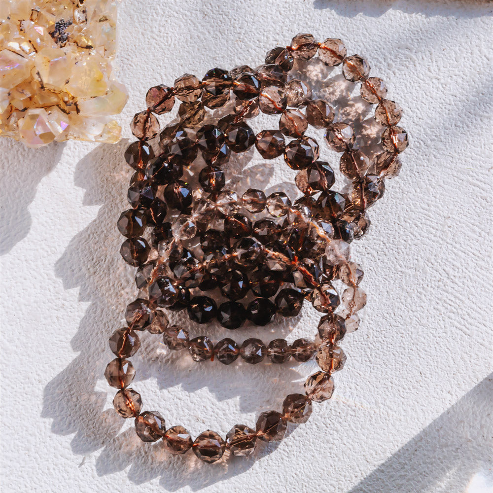 Reikistal Smoky Quartz Diamond Face Bracelet