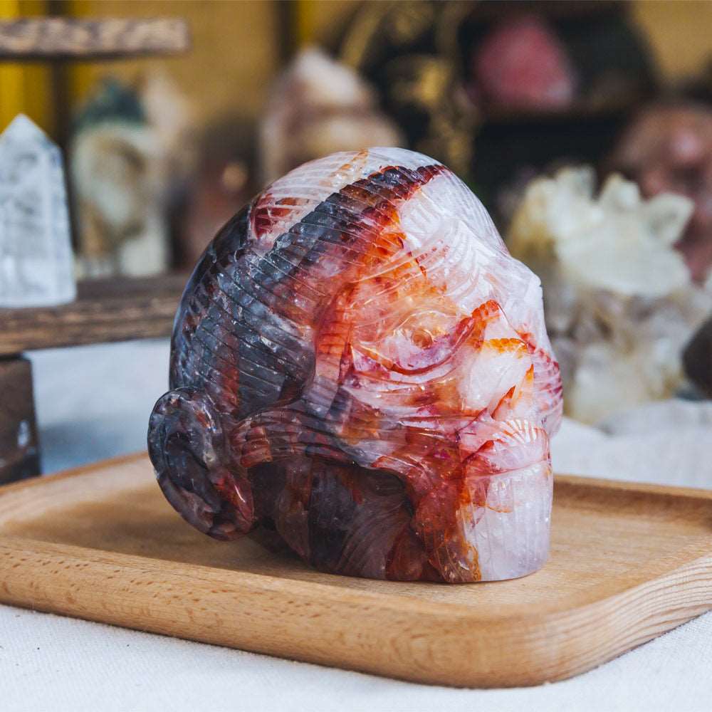 Reikistal 3.5'' Fire Quartz Muscle Skull