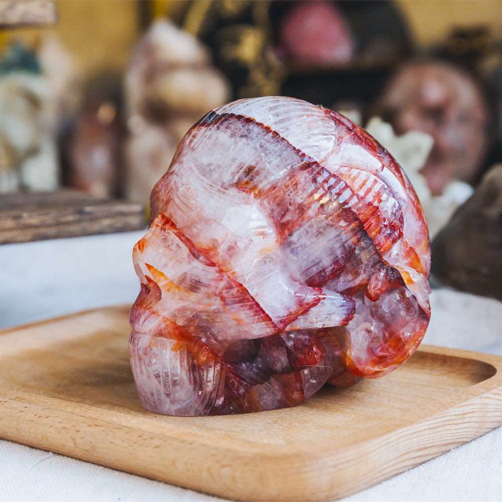 Reikistal 3.5'' Fire Quartz Muscle Skull