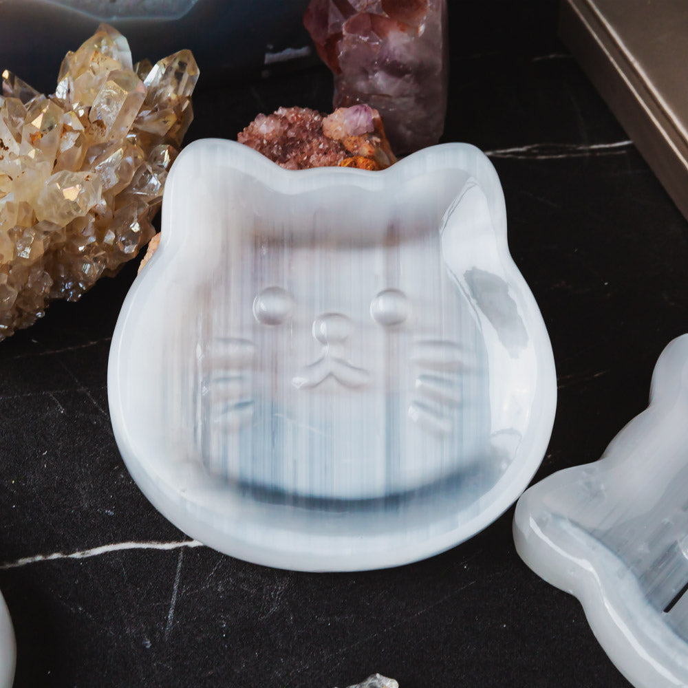 Reikistal Selenite Cat Bowl