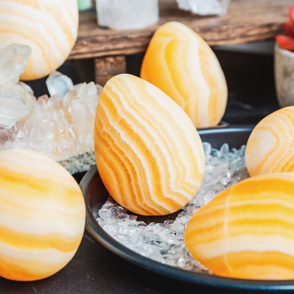 Reikistal Banding Orange Calcite Egg