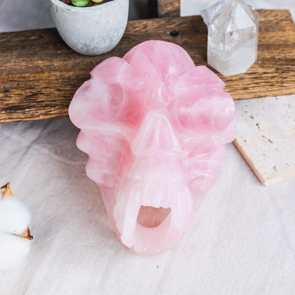 Reikistal Rose Quartz Musk Skull