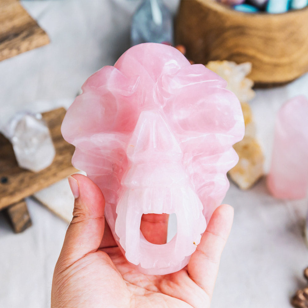 Reikistal Rose Quartz Musk Skull