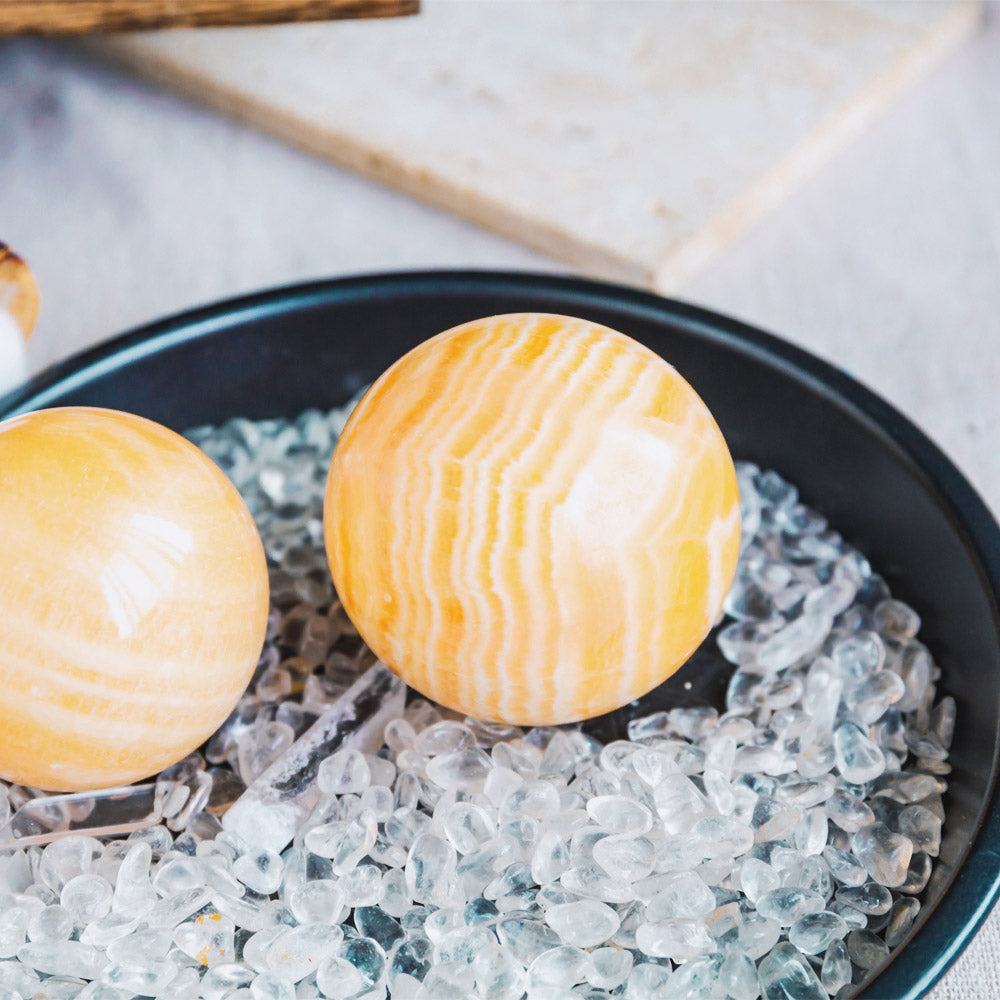 Reikistal Banding Orange Calcite Sphere