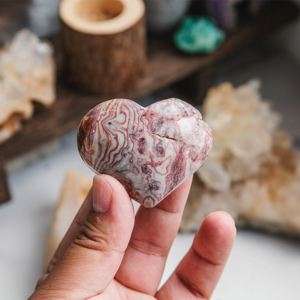 Reikistal Red Crazy Lace Agate Heart